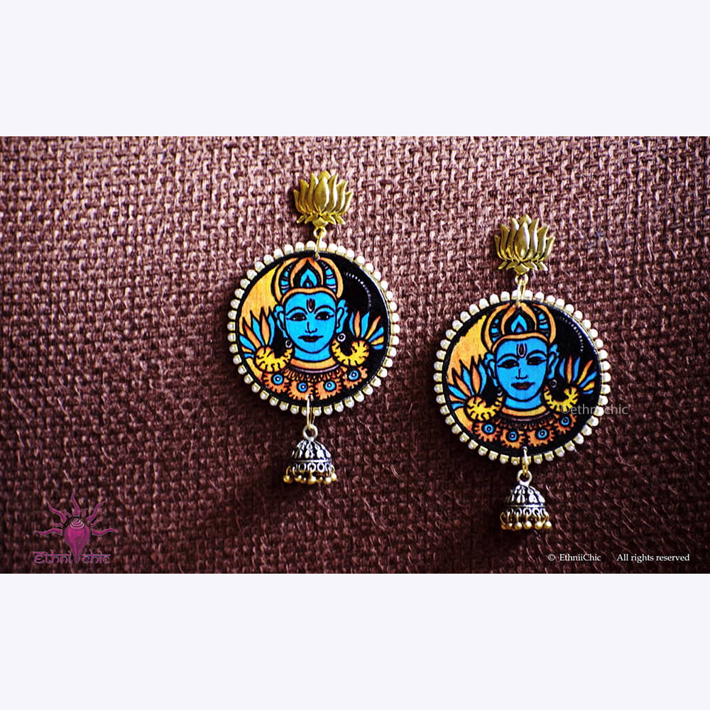 Hand painted Earrings - Mural face 12B image 0
