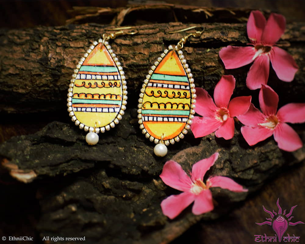 Hand painted Earrings- Mural Motif 4 image 0