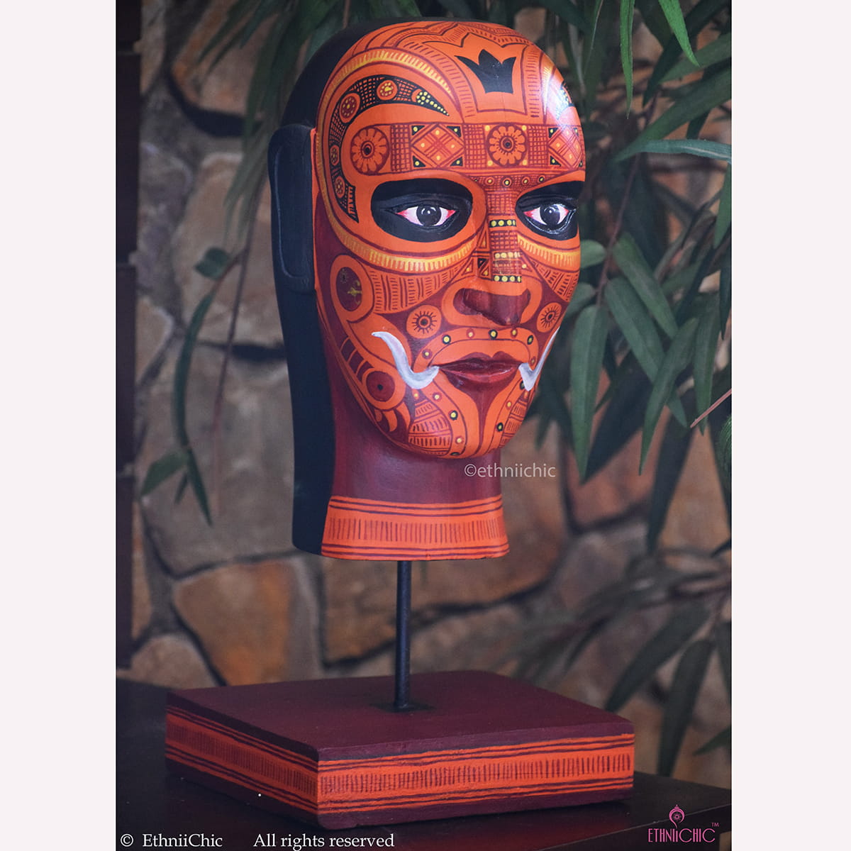 Wooden Theyyam Head with stand image 1