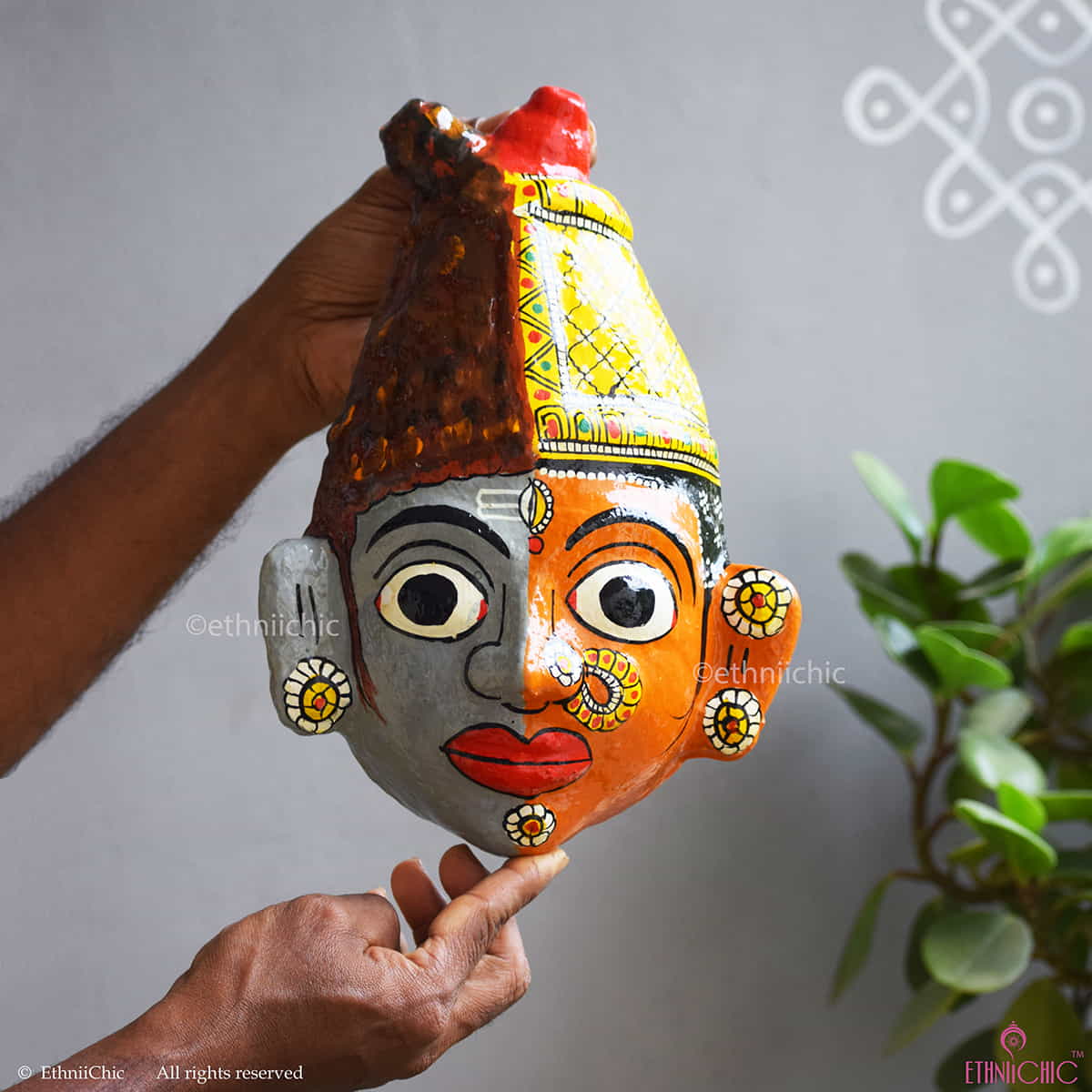 Ardhanarishwar Cheriyal Mask - 10" image 0