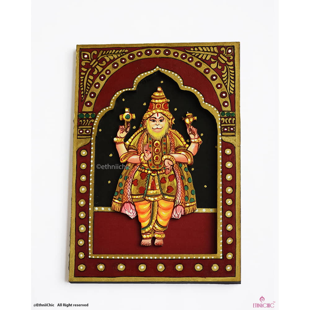 Wooden Handpainted Wall Frame - Dashavatharam Narasimham image 0