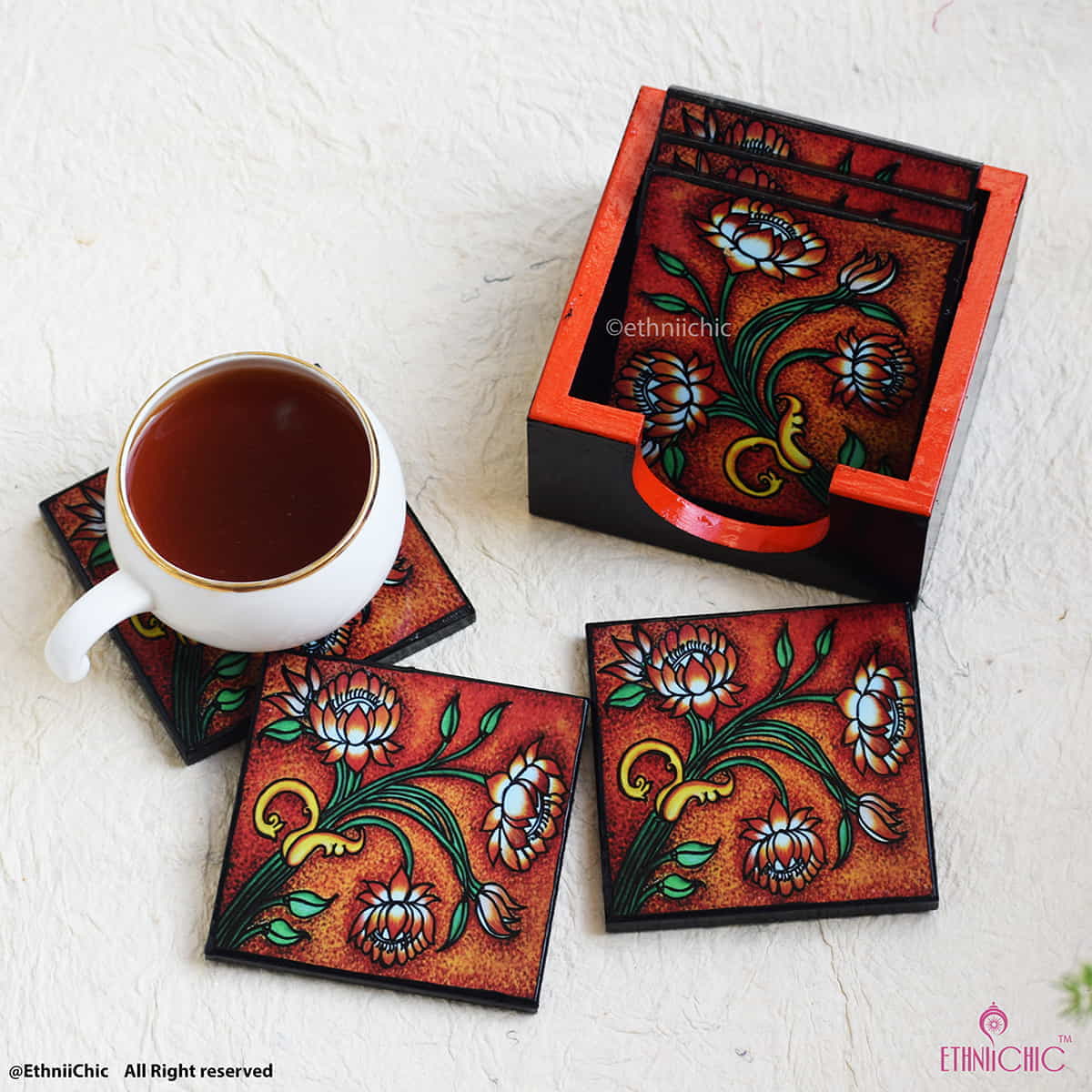 Coasters - Kerala Mural Lotus image 0