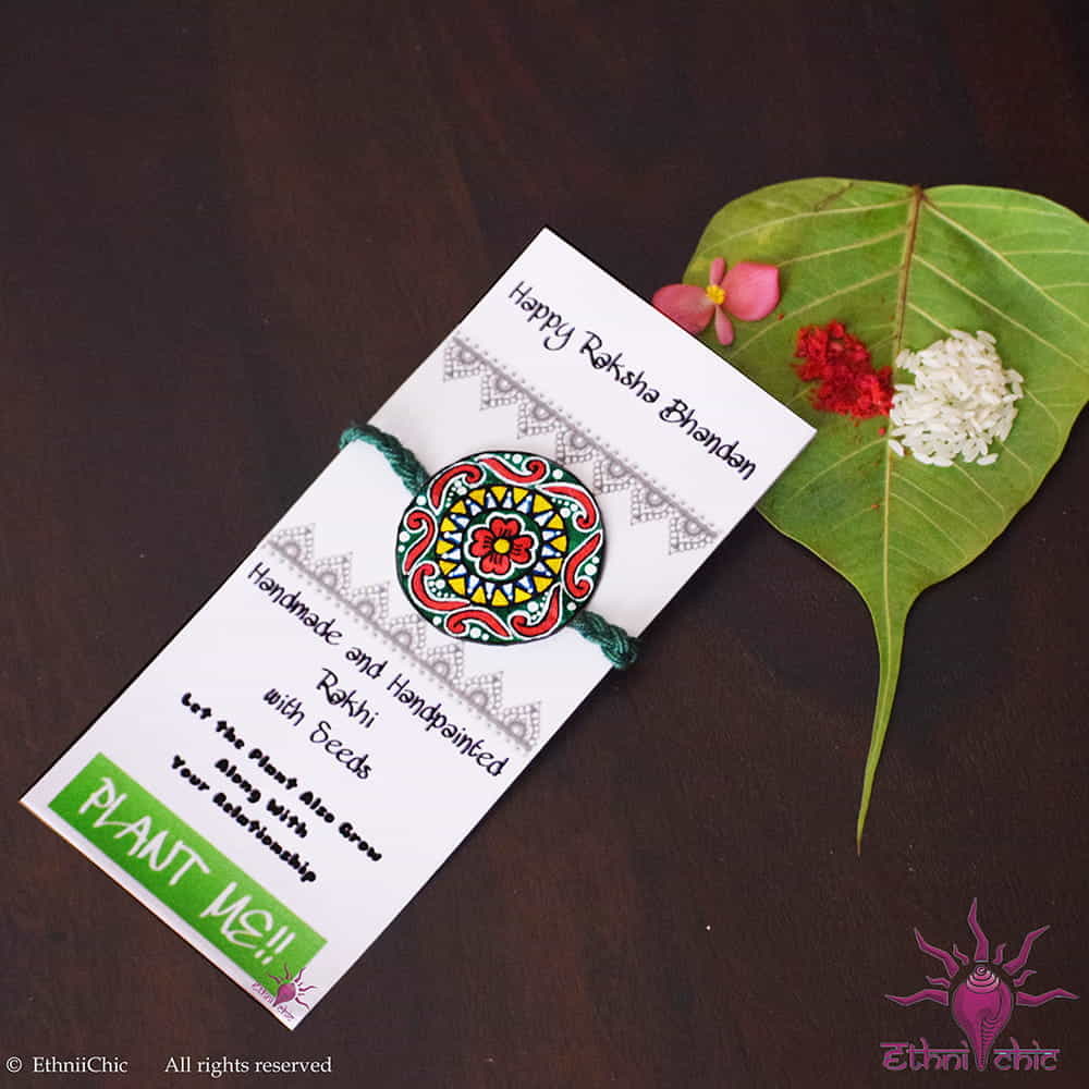 Handpainted Rakhi (On Seed Paper) Mandala Design 5 image 0