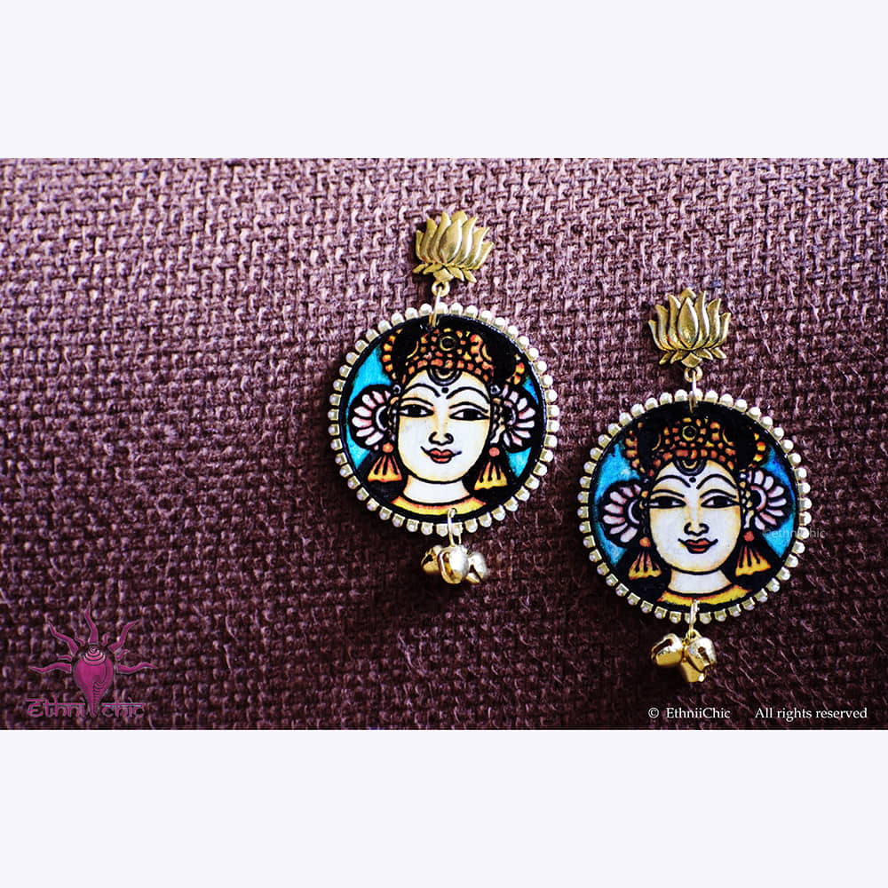 Hand painted Ear rings - Mural face 4 image 0