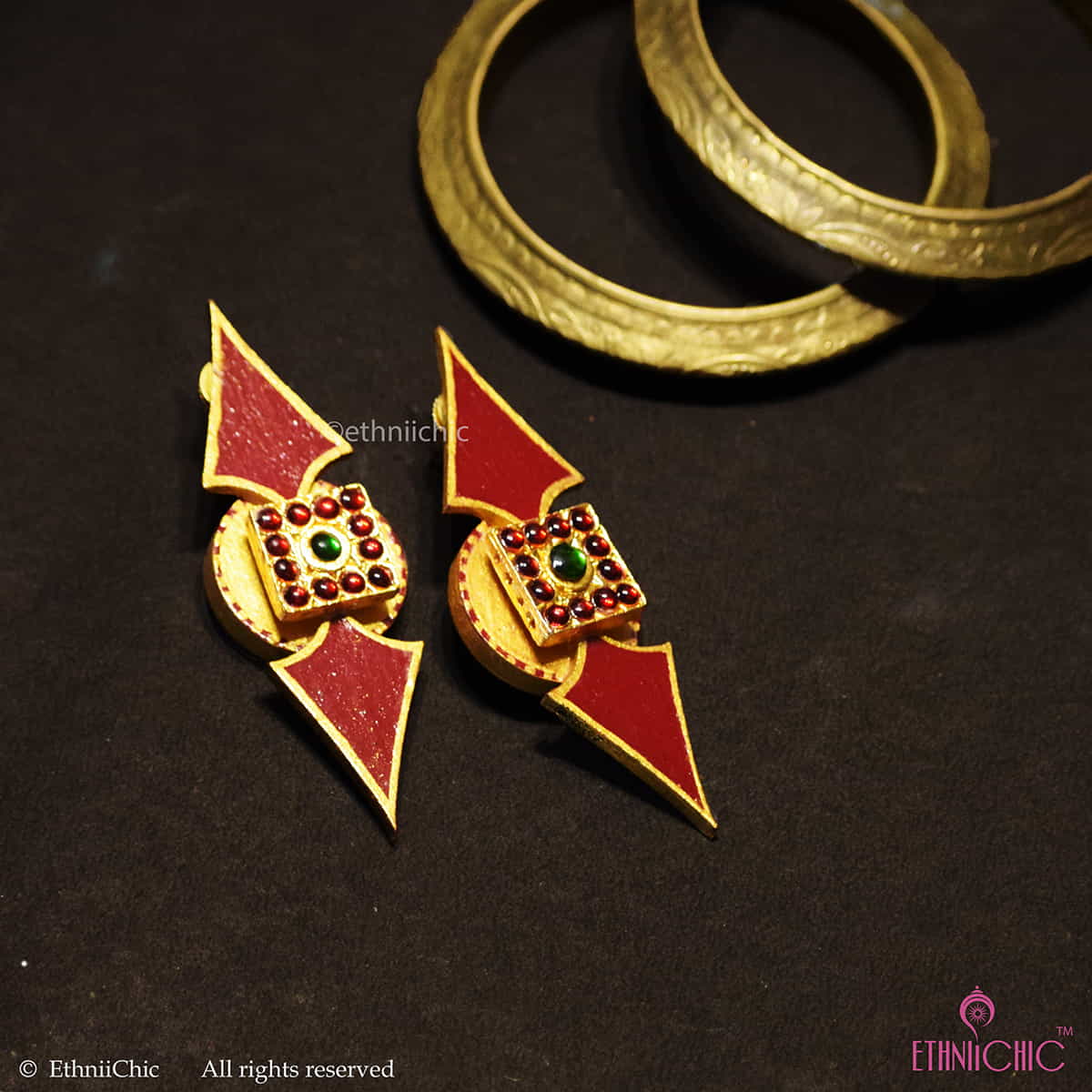 Hand-Painted Statement Kemp Earrings – Contemporary Ethnic Jewelry by EthniiChic image 3
