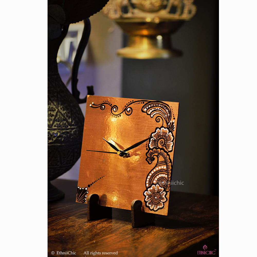 Hand painted Henna Table Clock image 0
