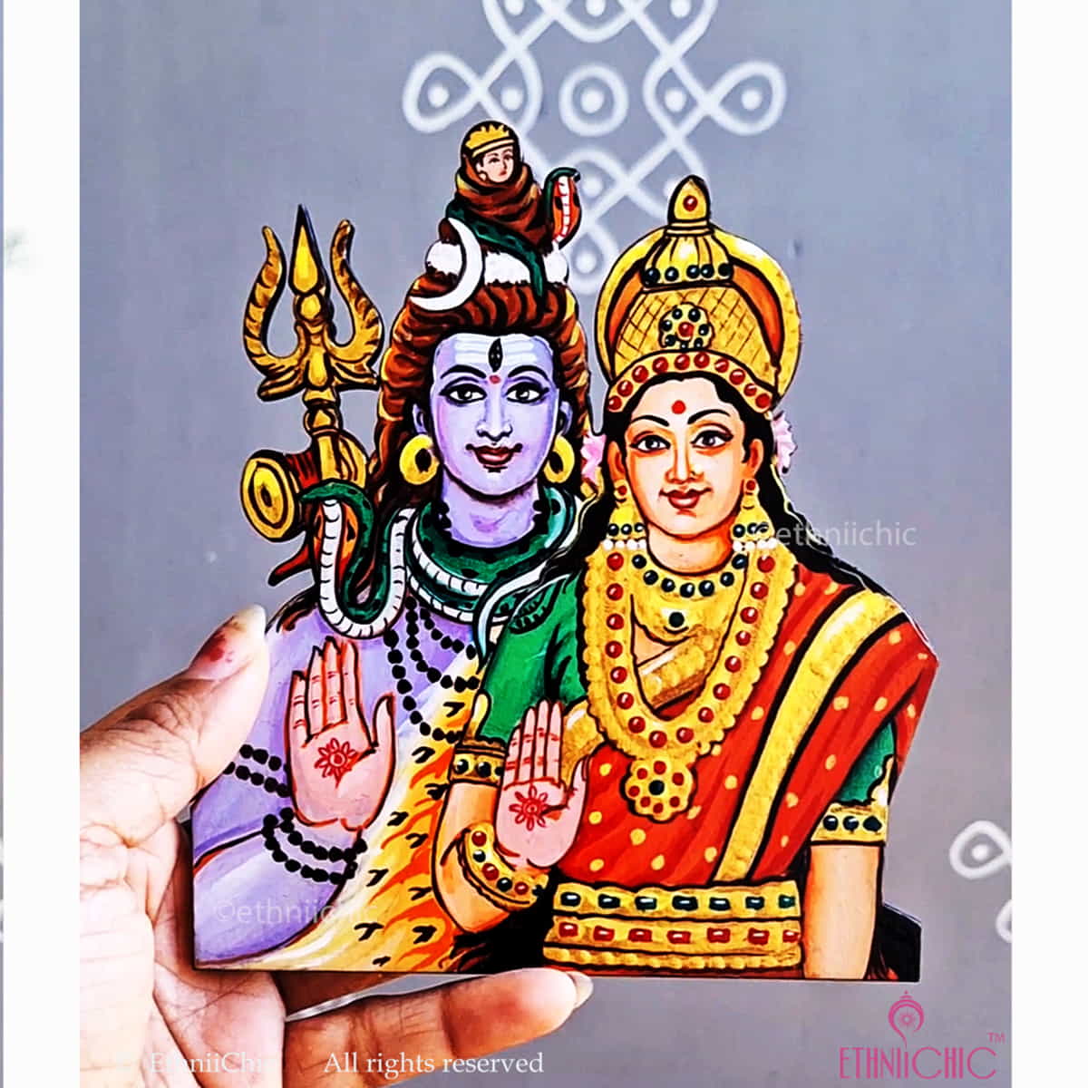 Hand painted Wooden Shiv Parvathy Cut Out image 0