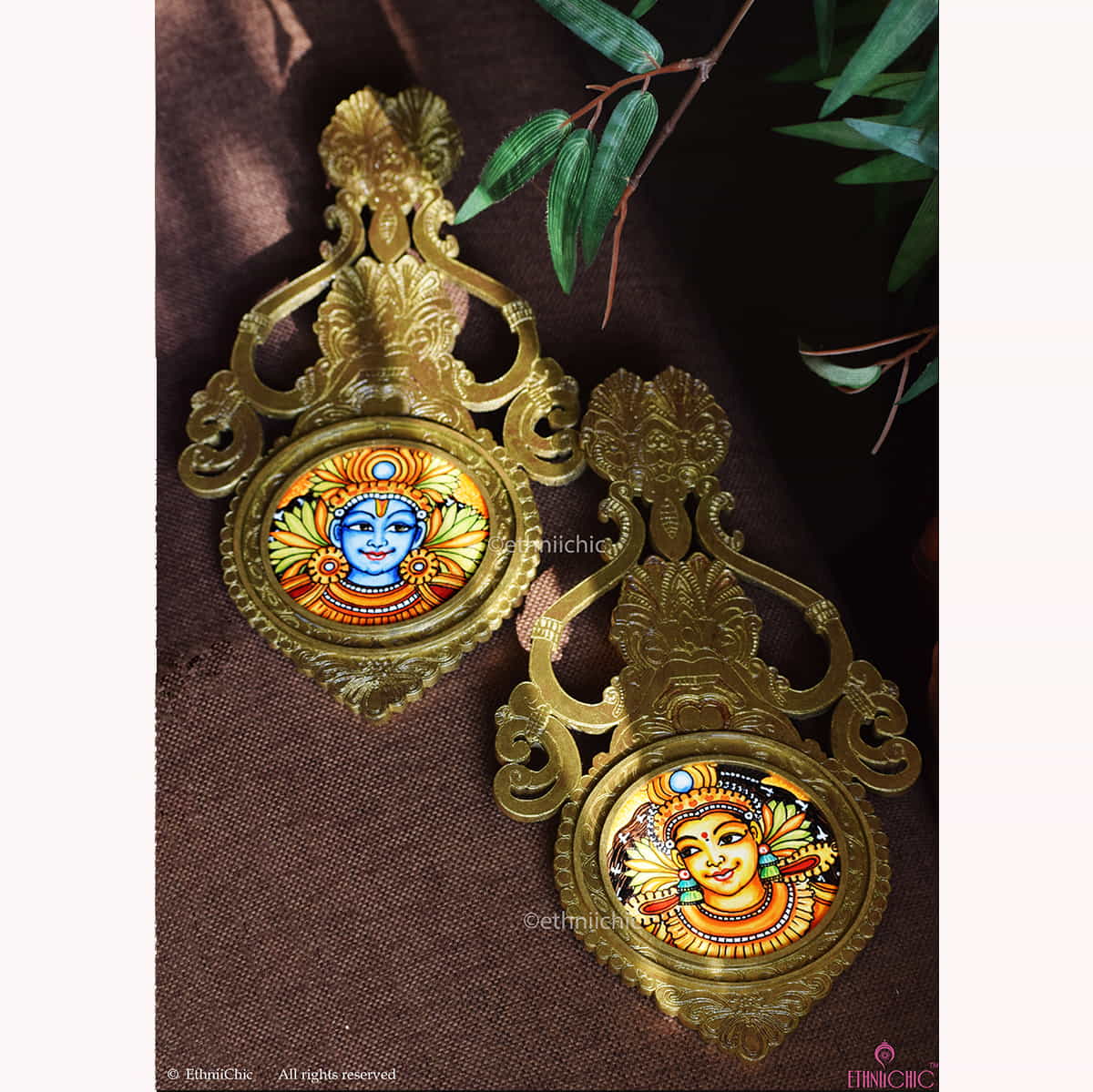 Wooden Aranmula Wall Frames - Kerala Mural - set of 2 image 2