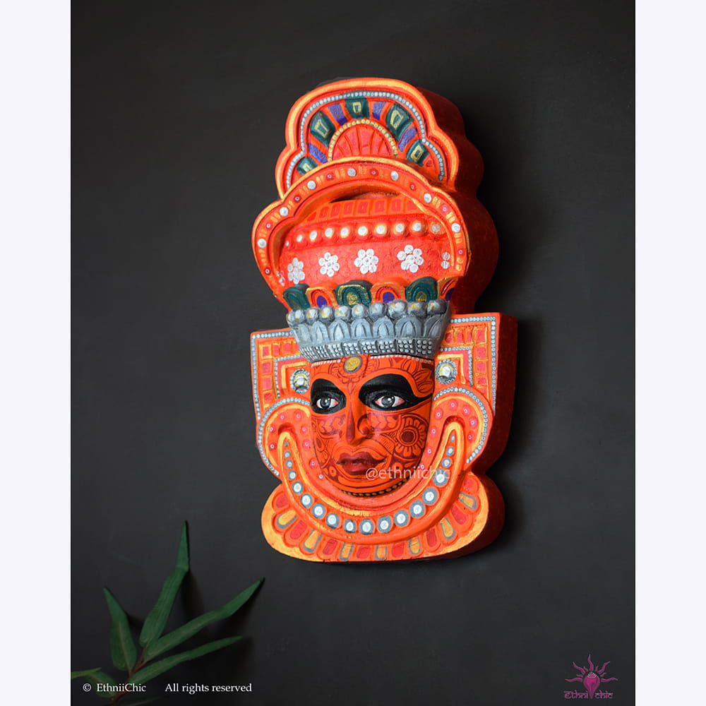 Theyyam Mask - Hand Painted Vishnumoorthy - 2-in-1 Decor image 3
