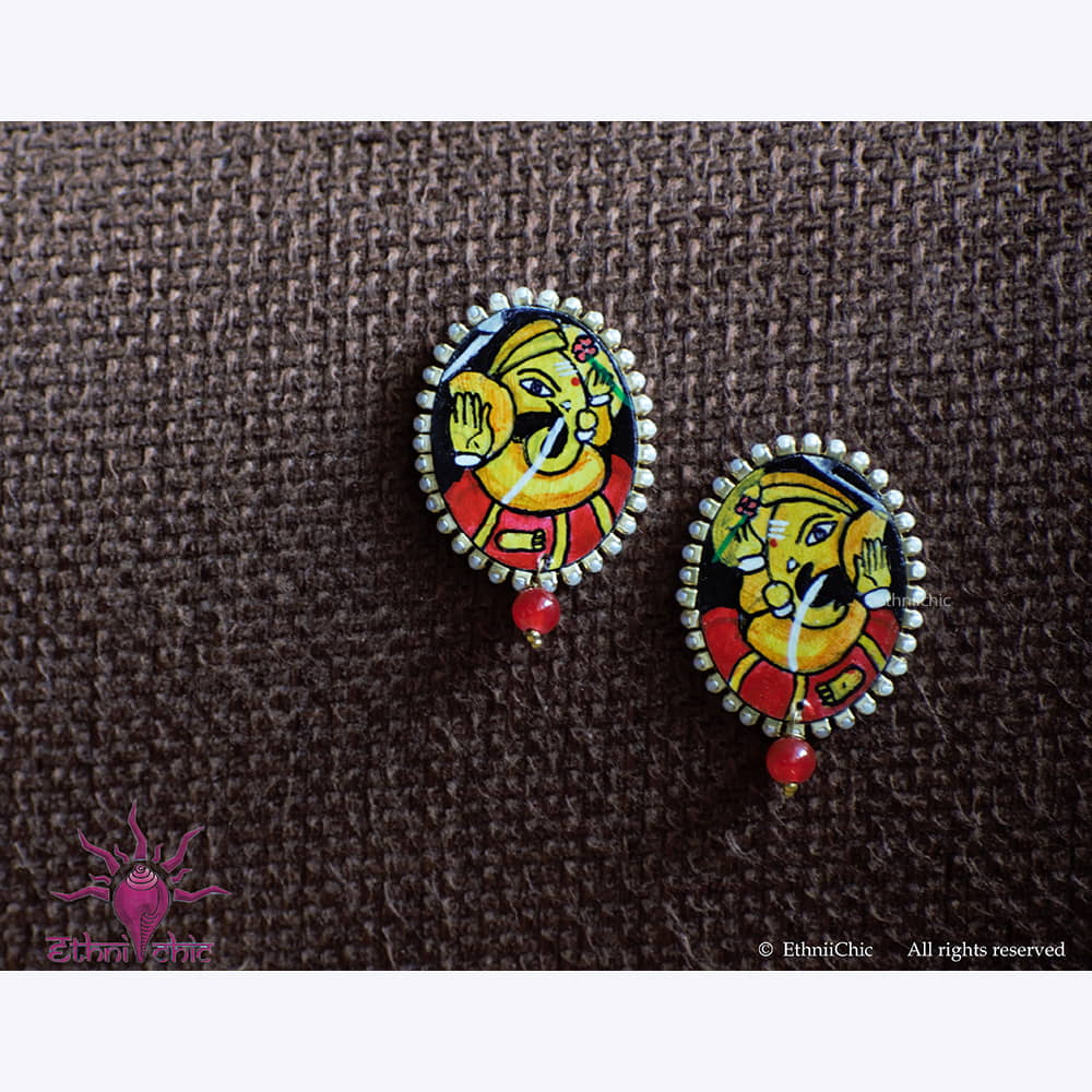 Hand painted Studs - Ganesha2 image 0