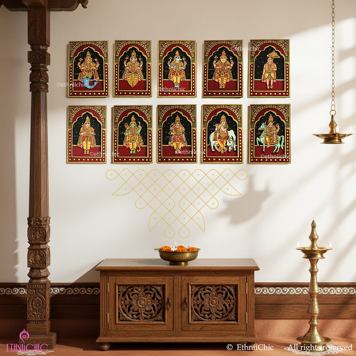 Wall Mounting Frames of Dashavatharam - Set of 10