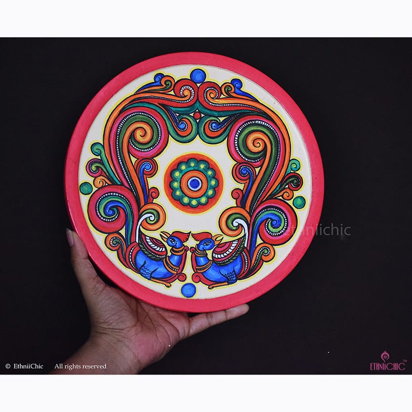 Peacock Handpainted Wooden Wall Plate - 10" image 3