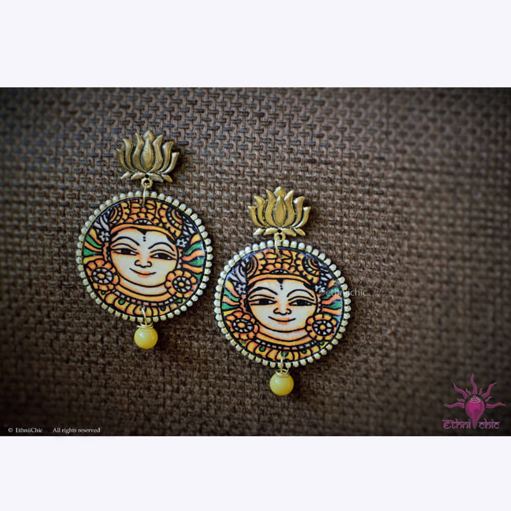 Hand painted Ear rings - Mural face 6 image 0