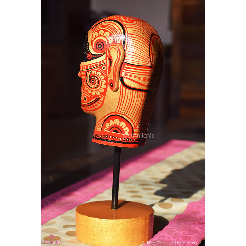 Hand painted Golden Theyyam Head Accent - 13" image 2