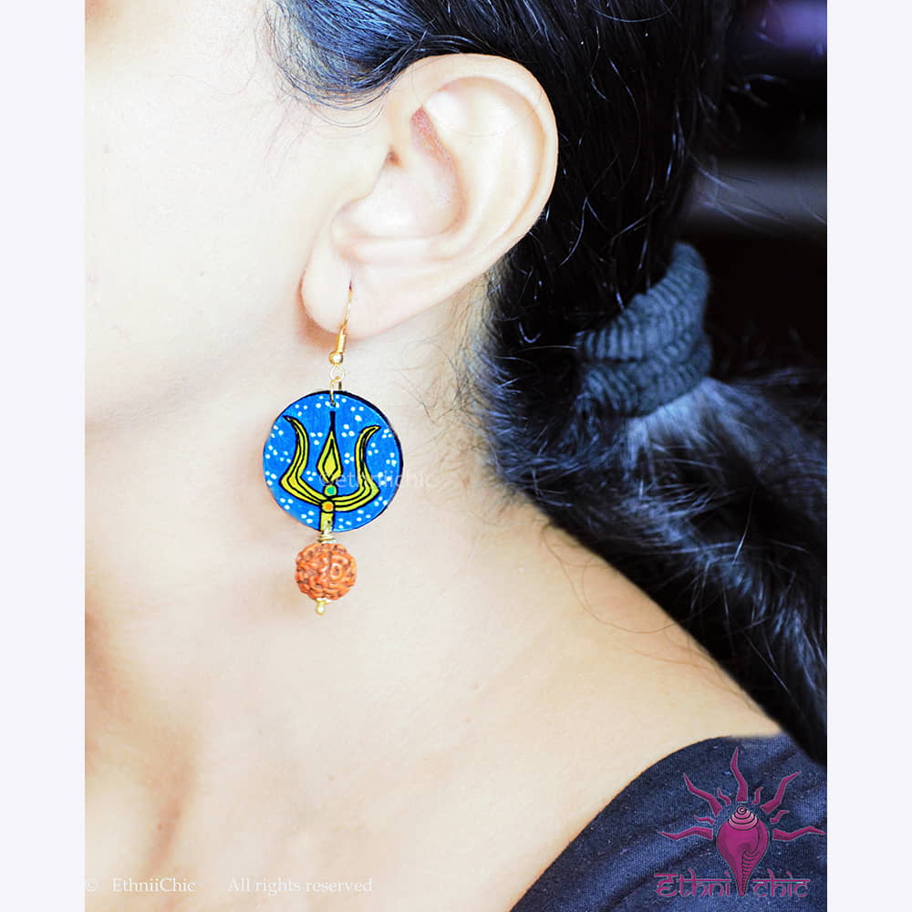 Hand painted earrings - Trishul image 0