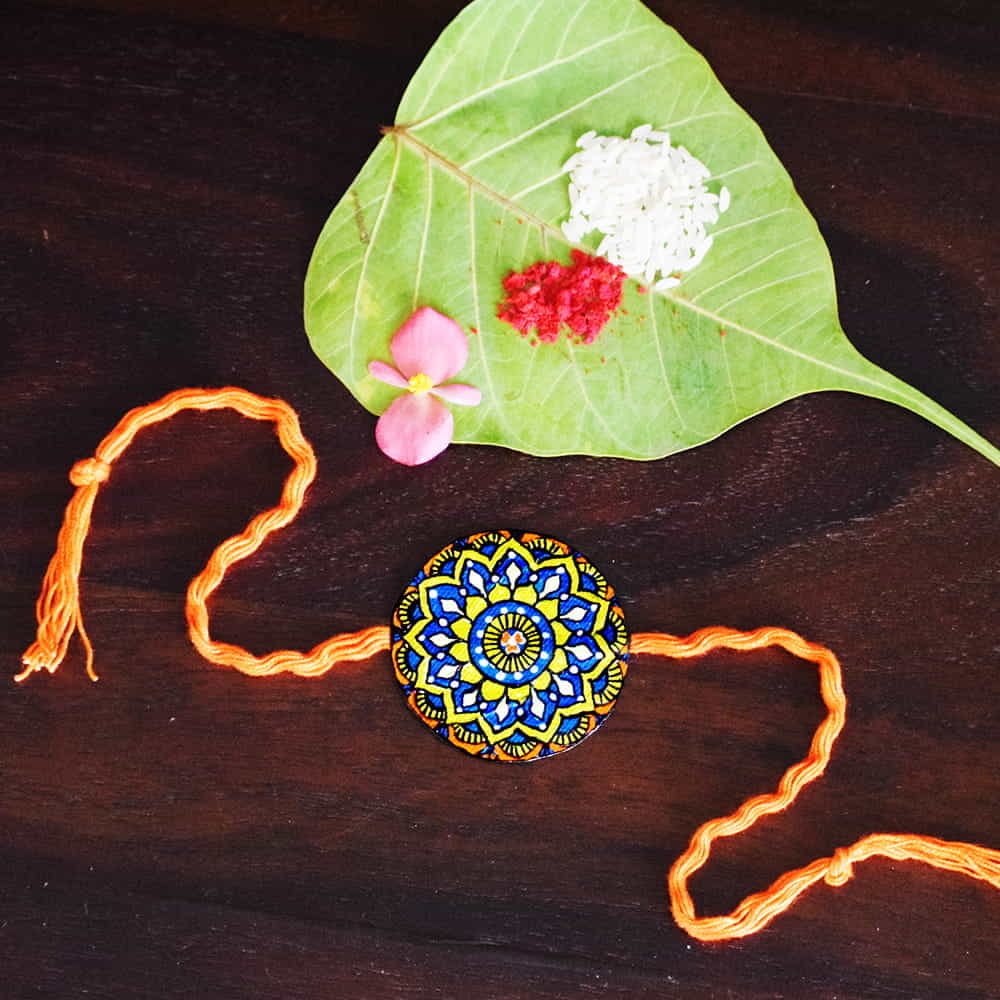Handpainted Rakhi (On Seed Paper) Mandala Design 2 image 1