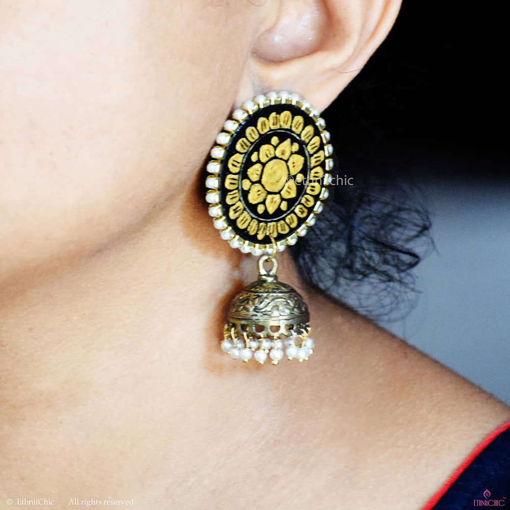 Hand painted Mandala Jhumka 2 image 1