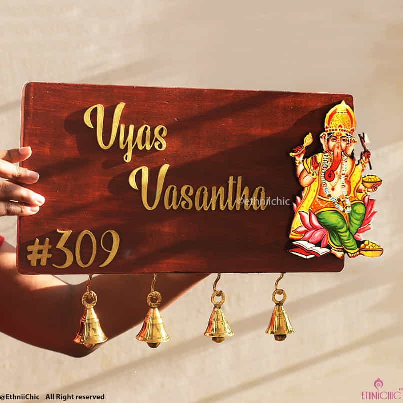 Handpainted Wooden Name board - Ganesha 2 image 1
