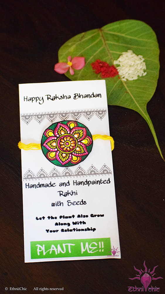 Handpainted Rakhi (On Seed Paper) Mandala Design 1 image 1
