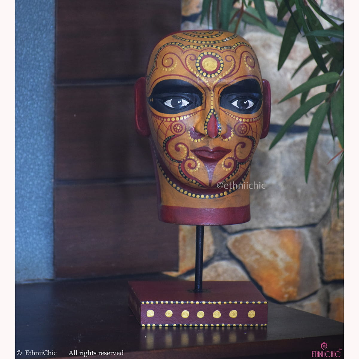 Theyyam Head with stand - 13" image 0