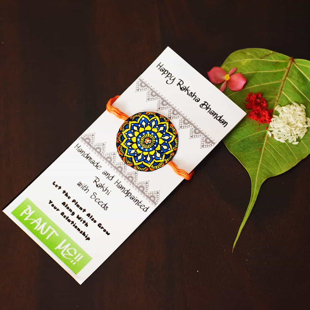 Handpainted Rakhi (On Seed Paper) Mandala Design 2 image 0