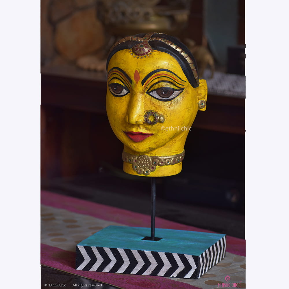 Wooden Hand painted Gouri Head image 0