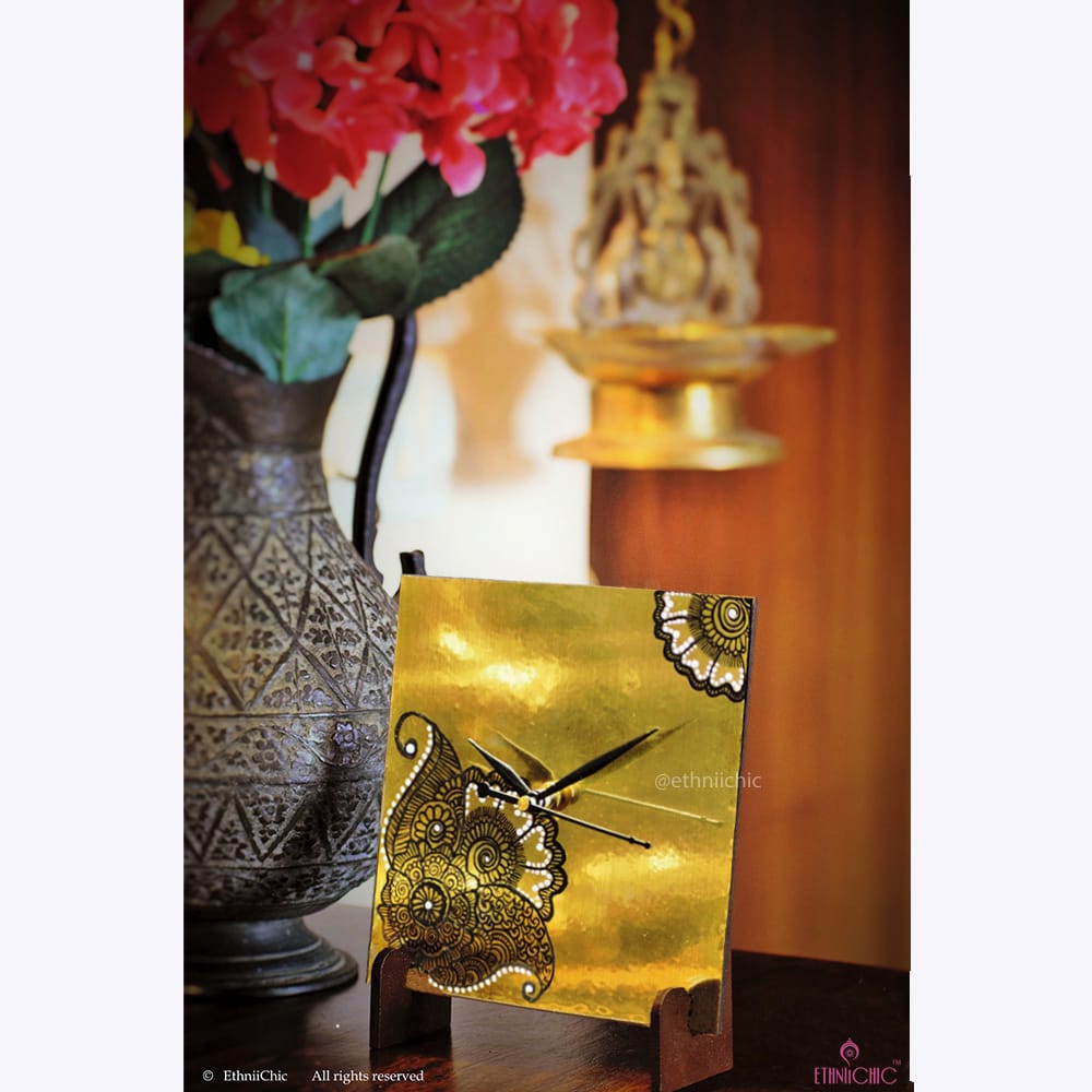 Hand painted Henna Table Clock 1 image 0