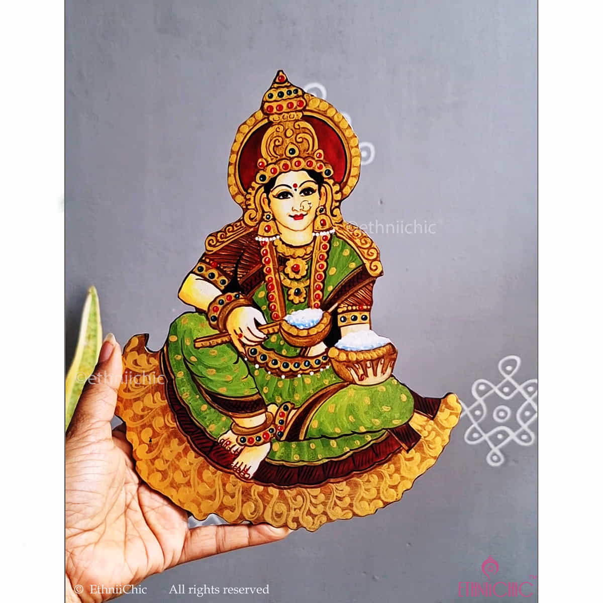 Goddess Annapoorna Hand painted Wooden Cut Out image 4