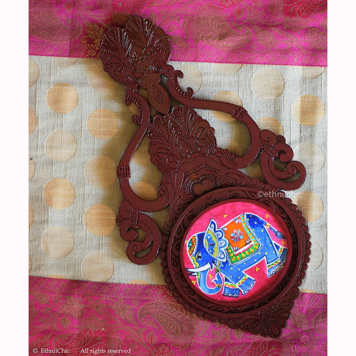 Wooden Aranmula Wall Frame- Madhubani Elephant image 0