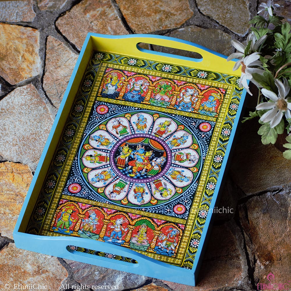 Large Tray - Pattachitra Raas Leela image 0