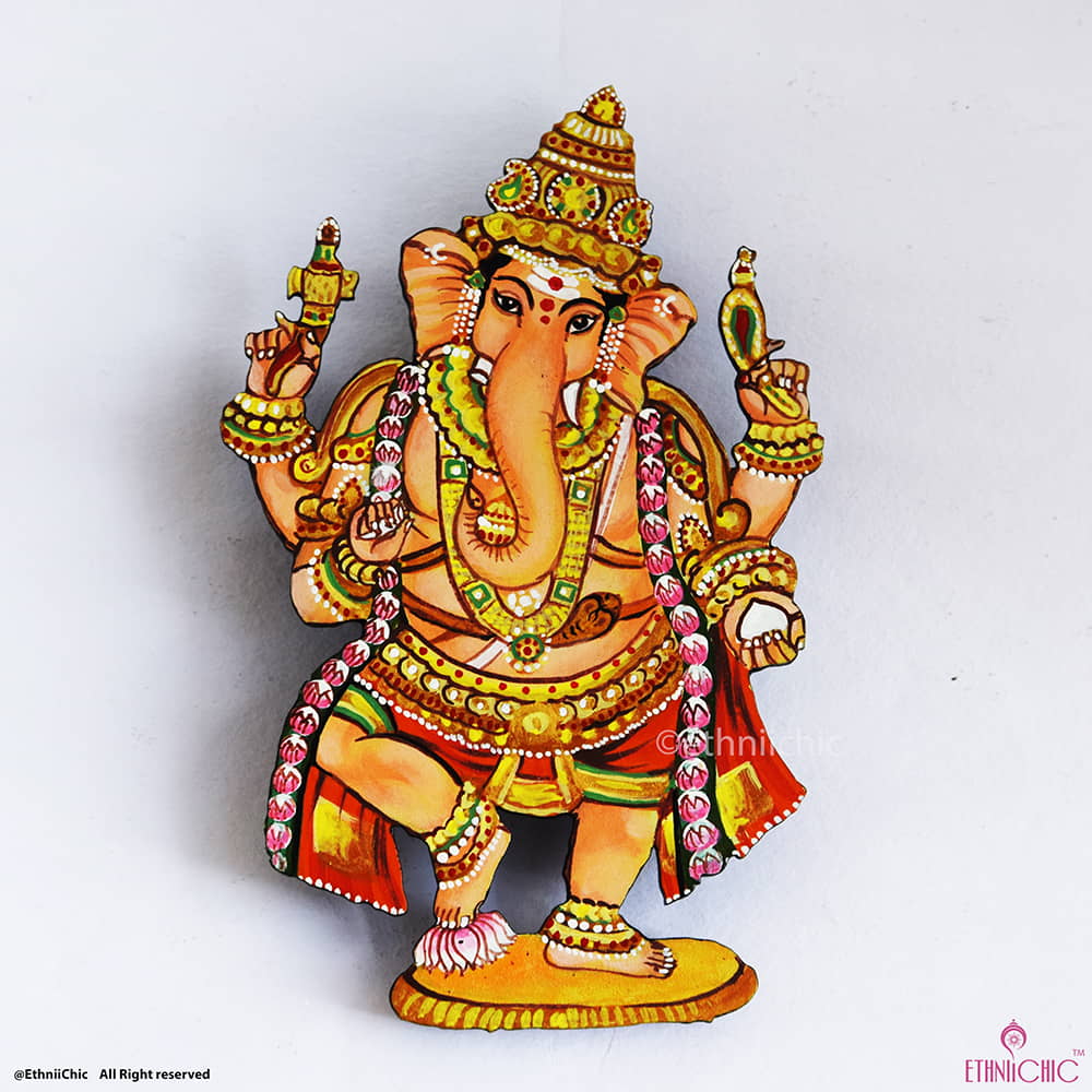 Hand Painted Tanjore Ganesha 1 Cut out image 1