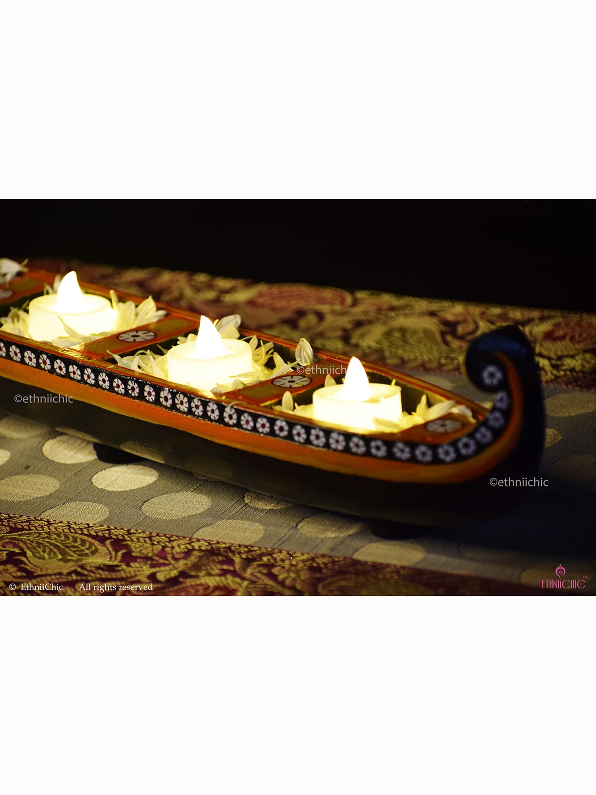 Wooden Hand painted Boat - Design 1