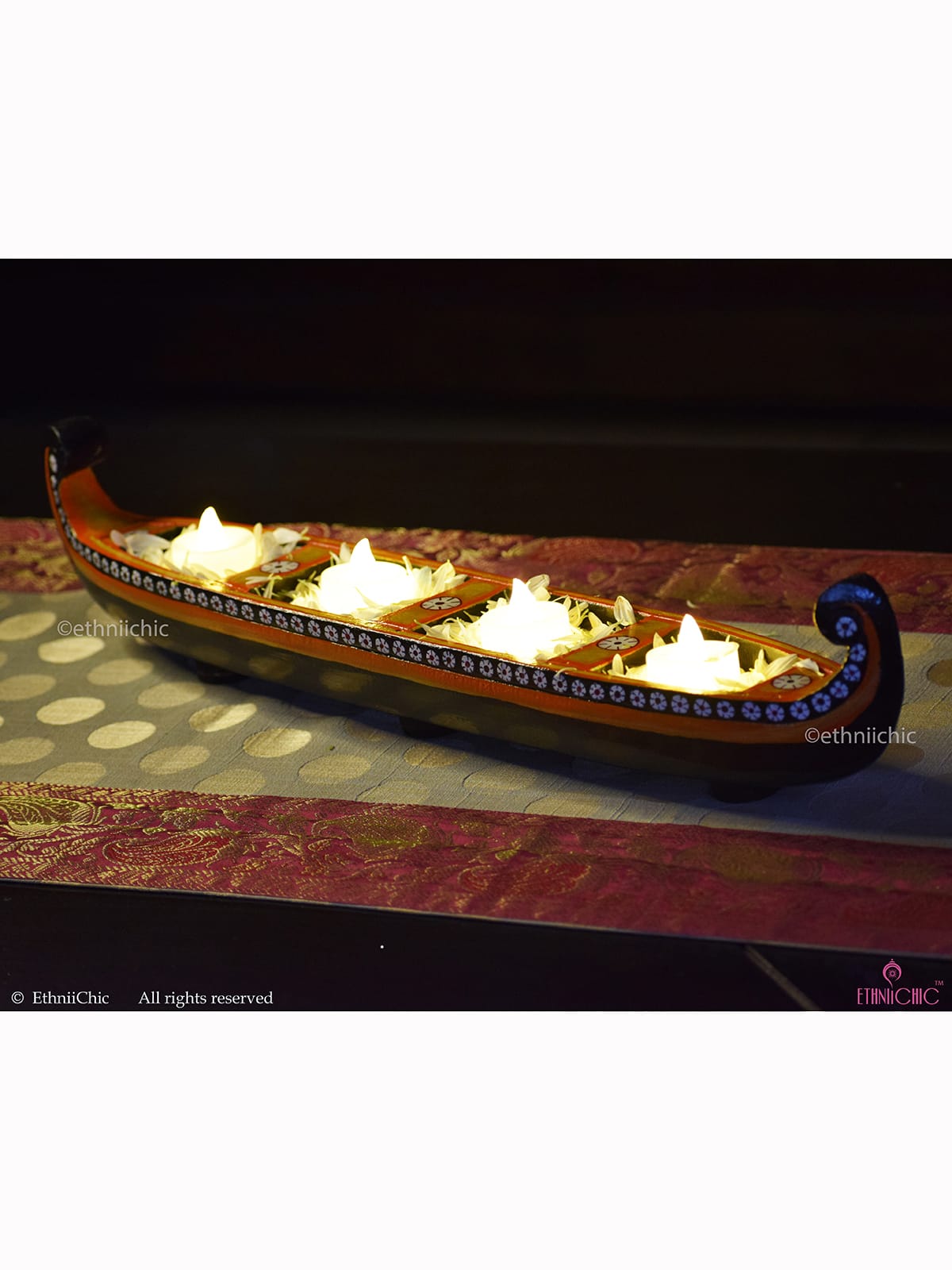 Wooden Hand painted Boat - Design 1