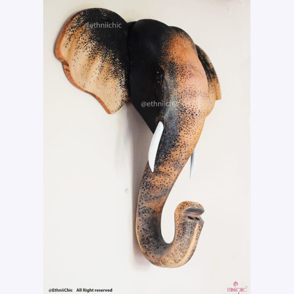 Hand Painted Elephant Head - Natural