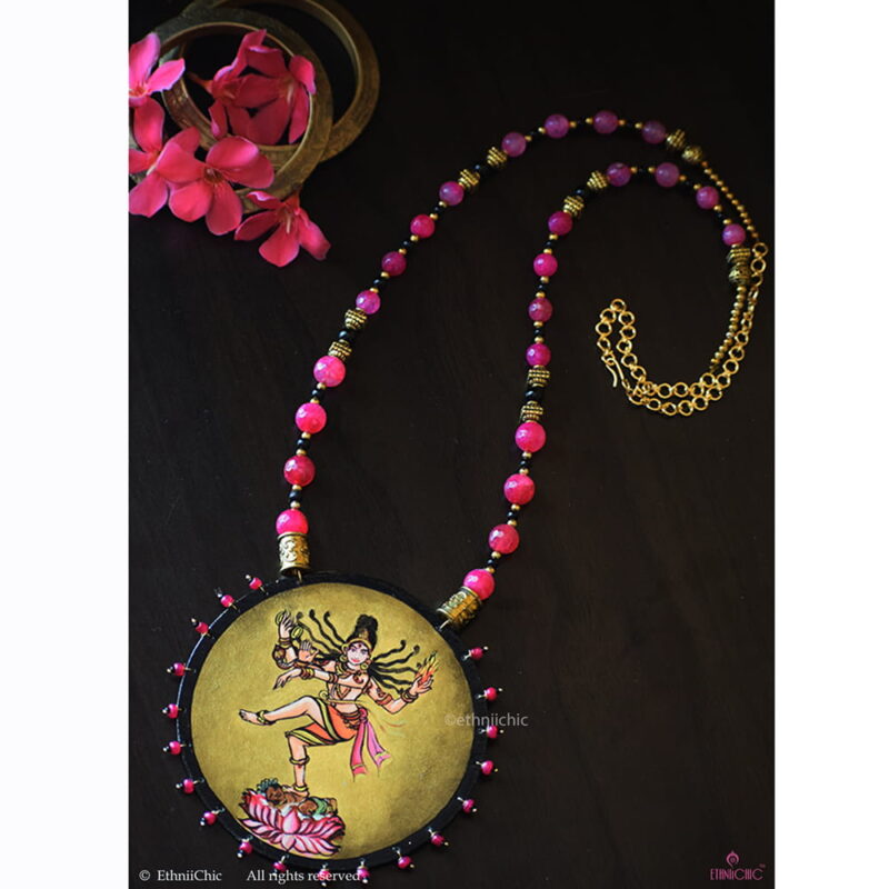 Hand Painted Gold Plated Nataraja Necklace