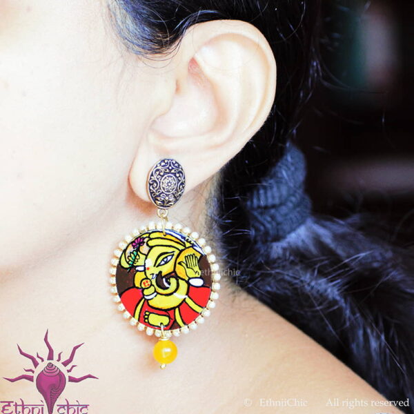 Hand painted Earrings - Ganesha 1
