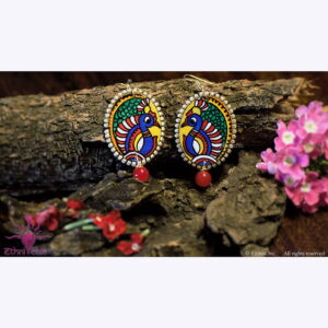Hand painted earring - peacock Tholu