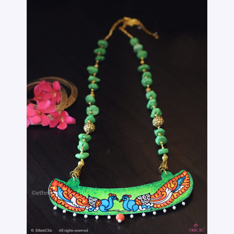 Hand painted peacock Necklace 5