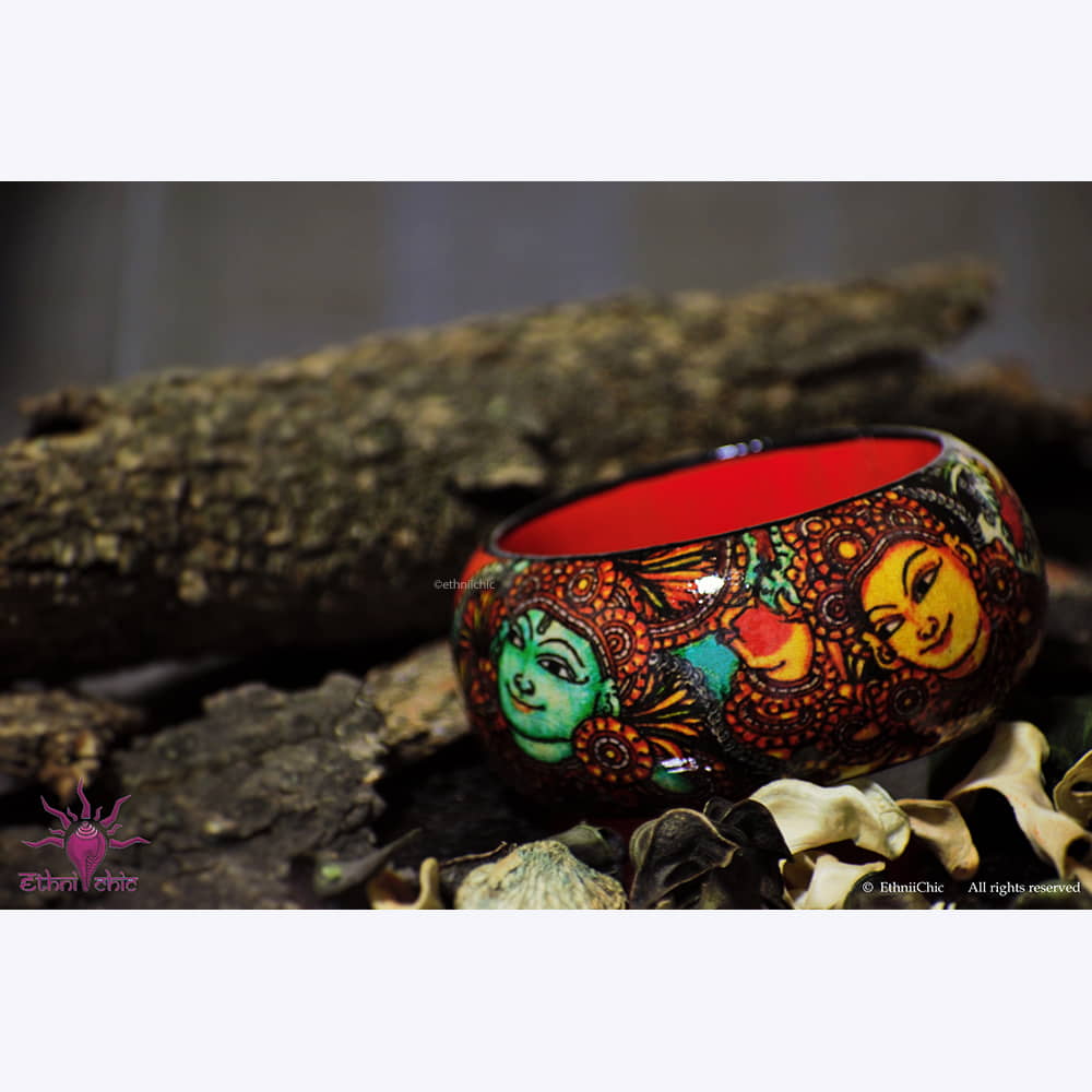 Kerala Mural Hand crafted Wooden Bangle
