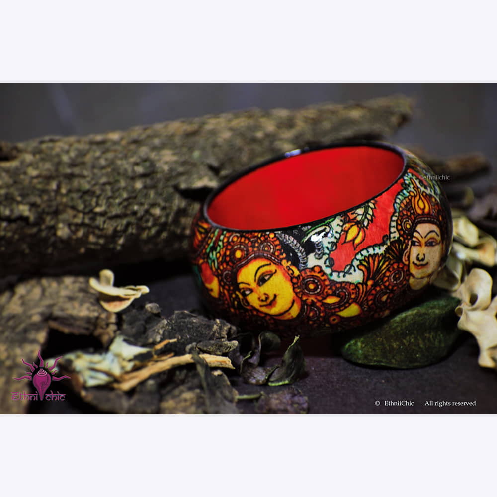 Kerala Mural Hand crafted Wooden Bangle