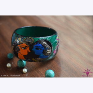 Krishna Radha Hand crafted Wooden Broad Bangle