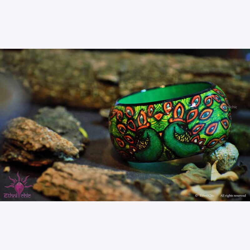 Peacock Hand crafted Wooden Bangle