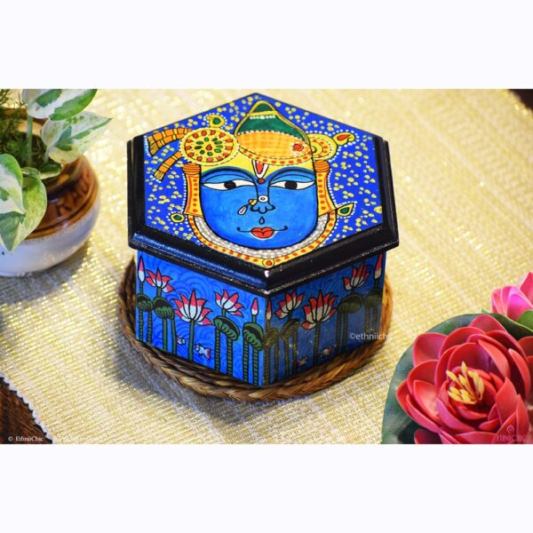 Multipurpose Hexagon Box - Hand painted Srinathji