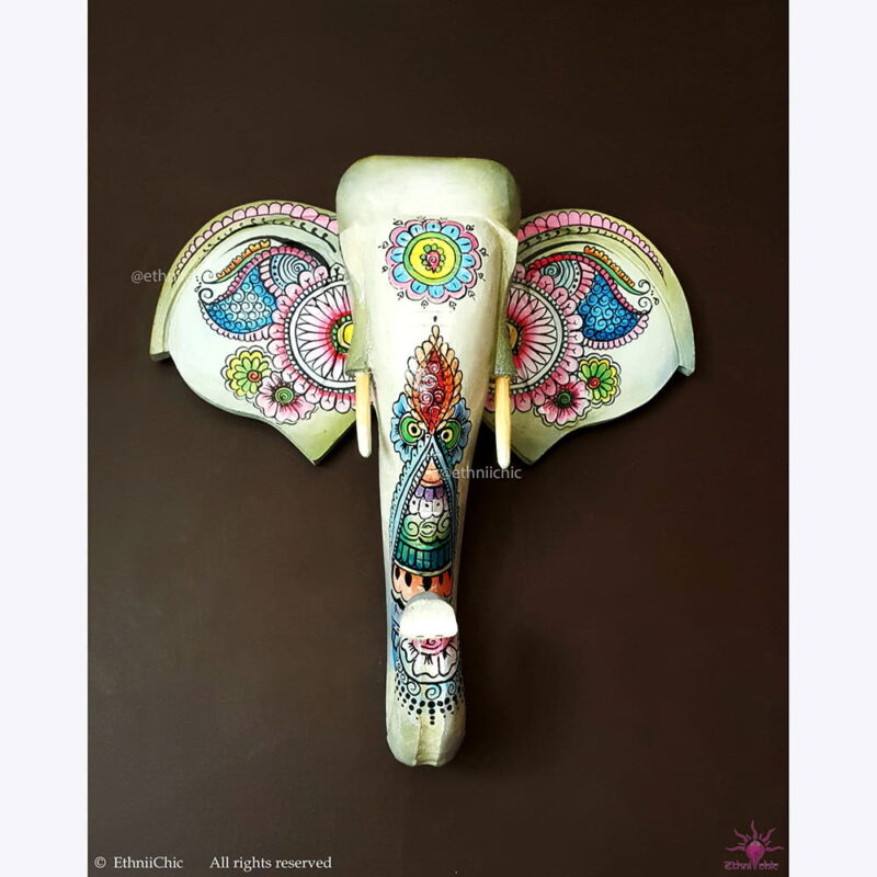 Hand Painted White Elephant Head
