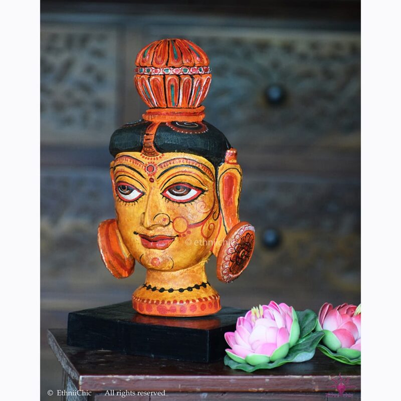 Wooden Hand Painted Sita Head