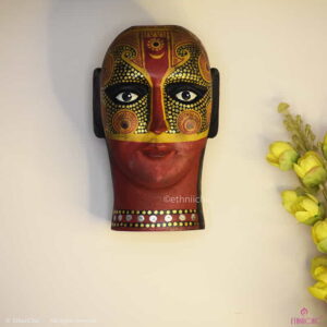 Handpainted Wall Mounting Wooden Theyyam Head - 8"