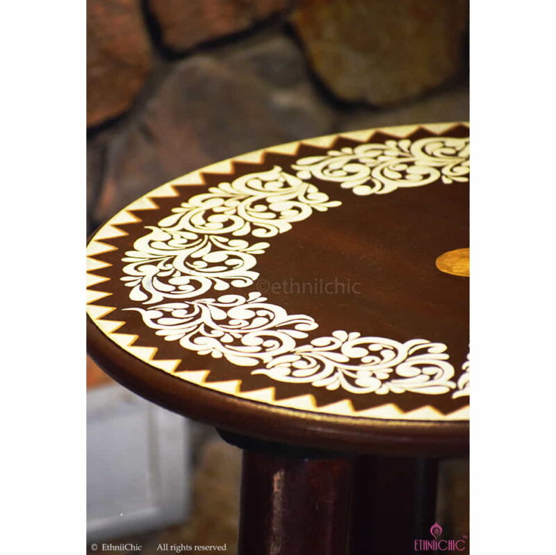 Handpainted Wooden Alpona Peg Table