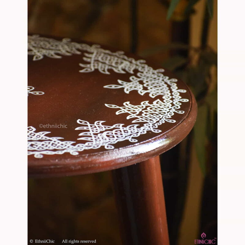 Handpainted Wooden Kolam Peg Table