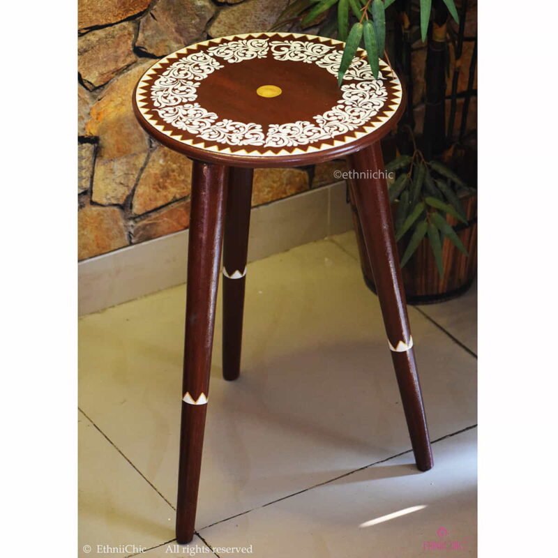 Handpainted Wooden Alpona Peg Table