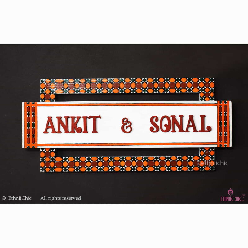 Handpainted Wooden Name board - Athangudi